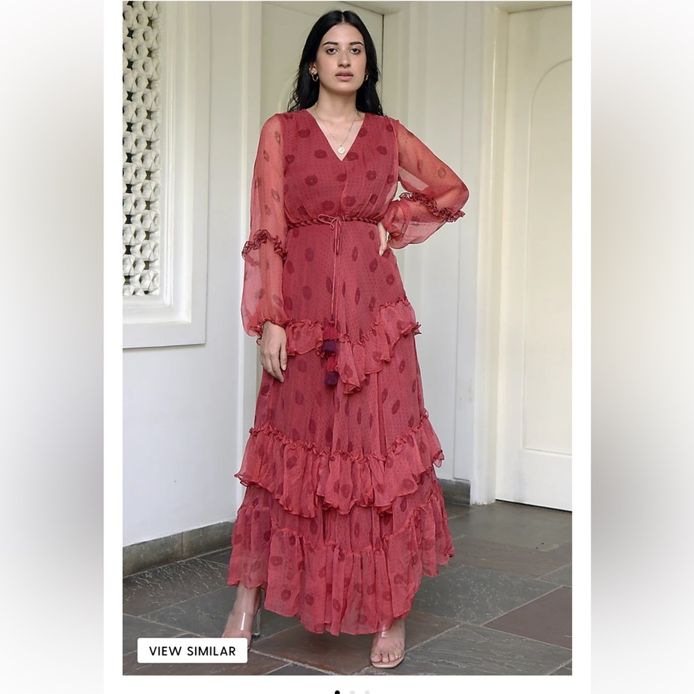 Taro Chiffon Floral Maxi Dress Indian Designer